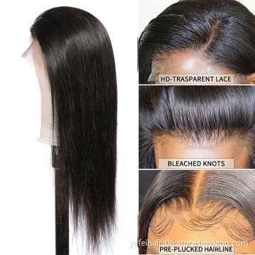 Factory fast shipping human hair lace front wig with baby hair 180% 250% density straight natural front lace wigs